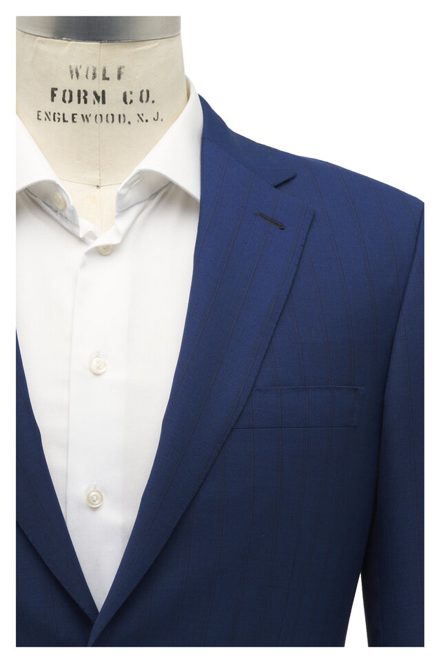 Brioni Navy-Blue Typewriter Suit Size 52 Men's Luxury
