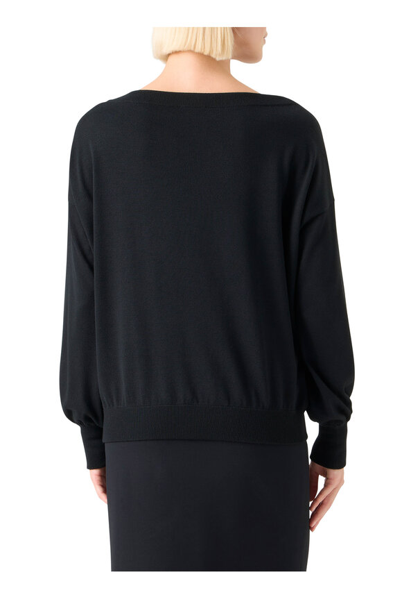 Akris Punto Black Off-The-Shoulder Wool Knit Sweater - view 2