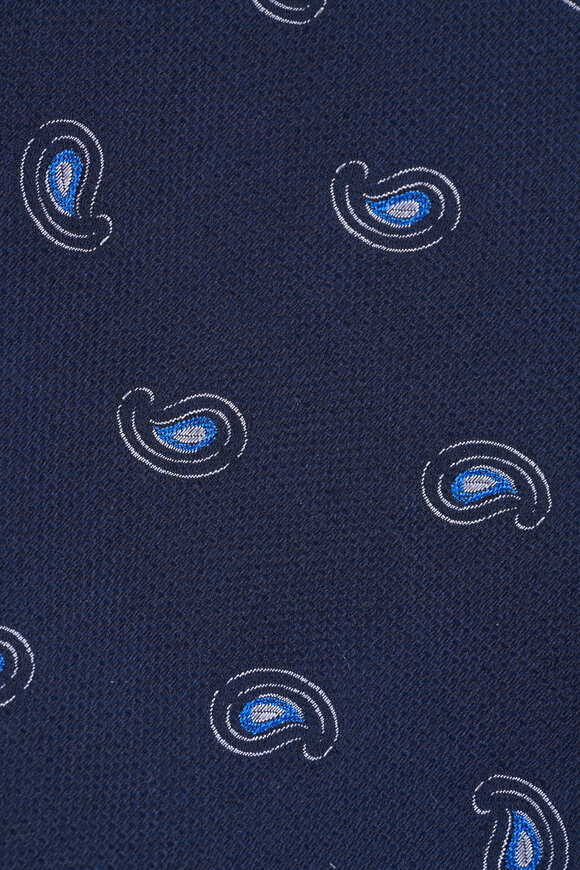 Paolo Albizzati Navy Paisley Linen & Silk Necktie - view 2