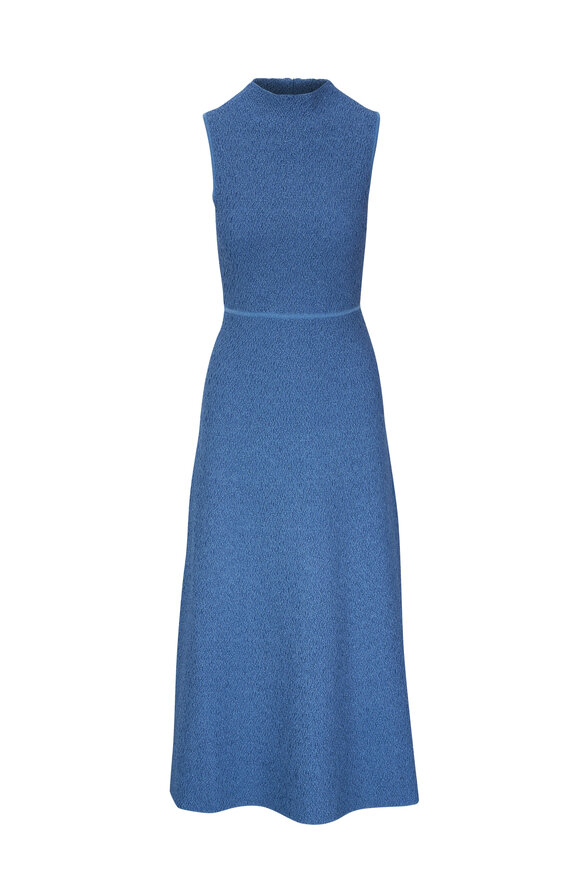 Lela Rose - Cerulean Lurex Knit Mock Neck Midi Dress