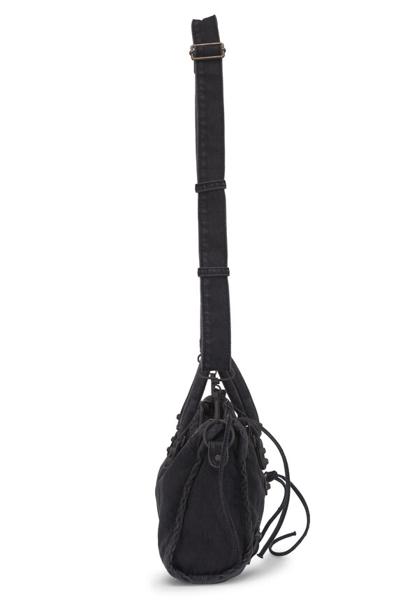 Balenciaga Small Le City Black Denim Top Handle Bag - view 4