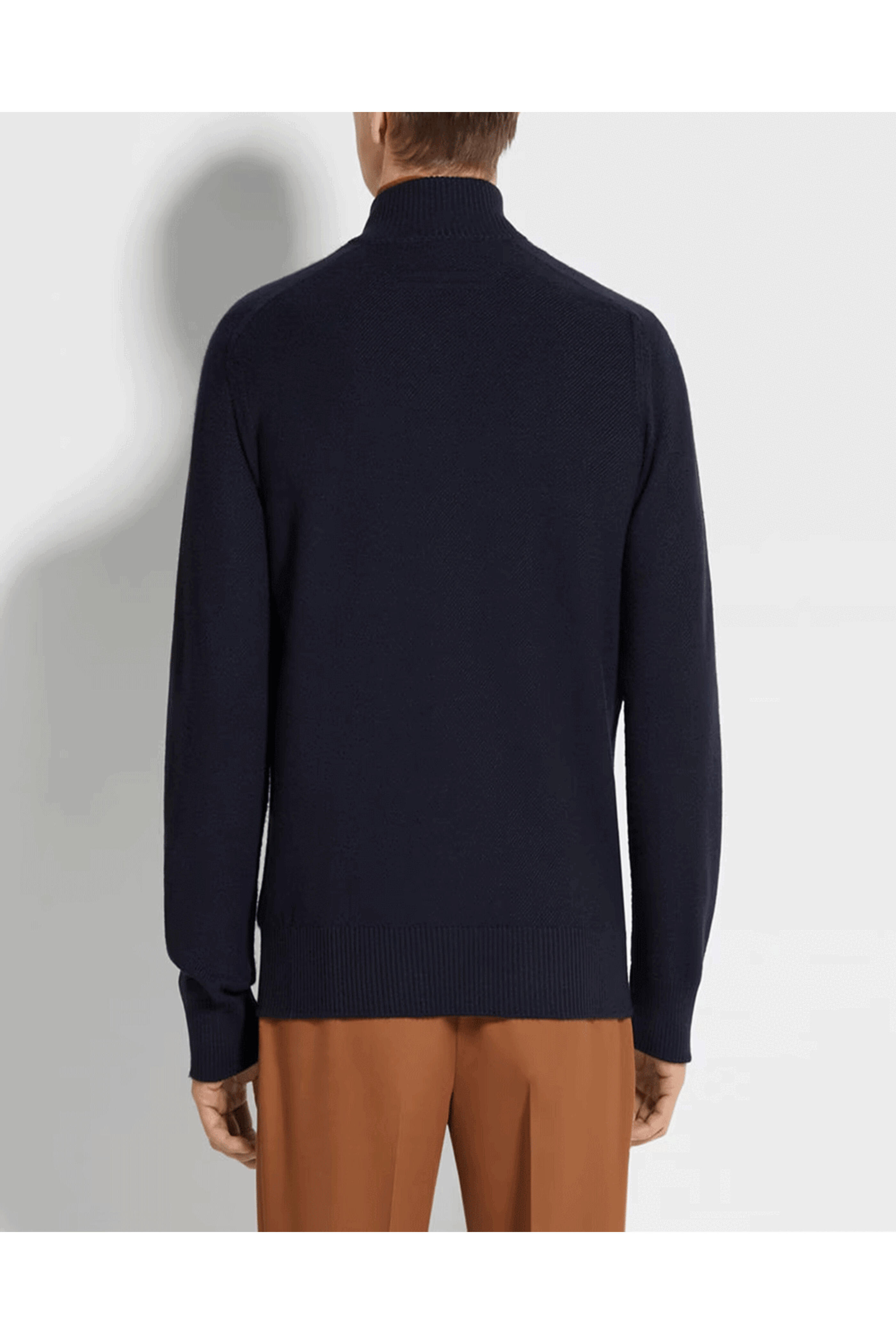 Zegna - Textured Navy Full Zip Sweater | Mitchell Stores