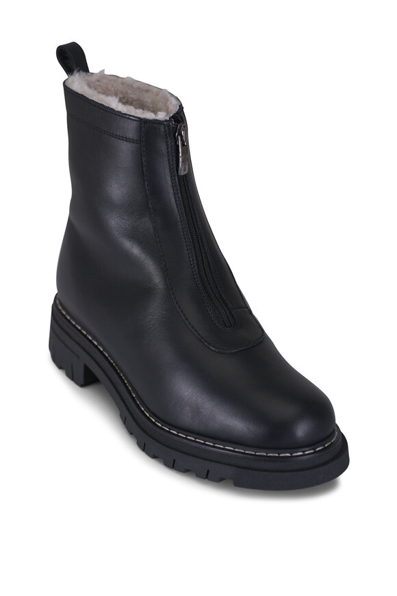 La Canadienne Delta Black Leather Shearling Boot