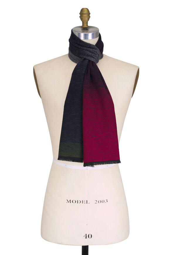 Chelsey Imports Burgundy Multicolor Ombre Silk Scarf - view 1