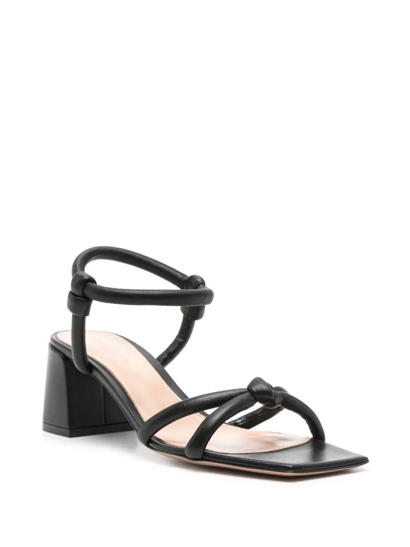 Gianvito Rossi Juno Black Leather Ankle Strap Sandal, 55mm - view 8