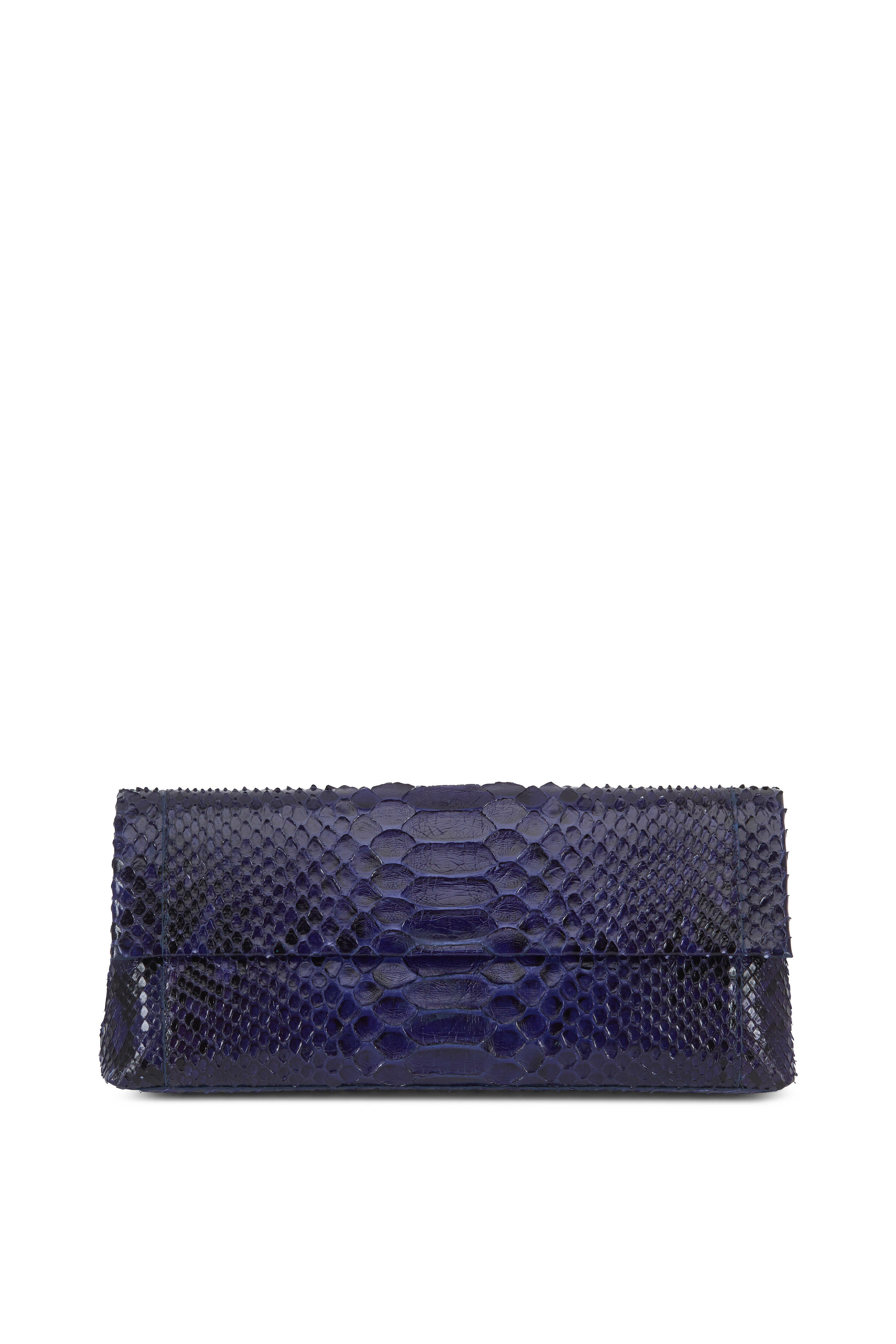 Akris Anouk Python Snakeskin Envelope Clutch Bag Silver