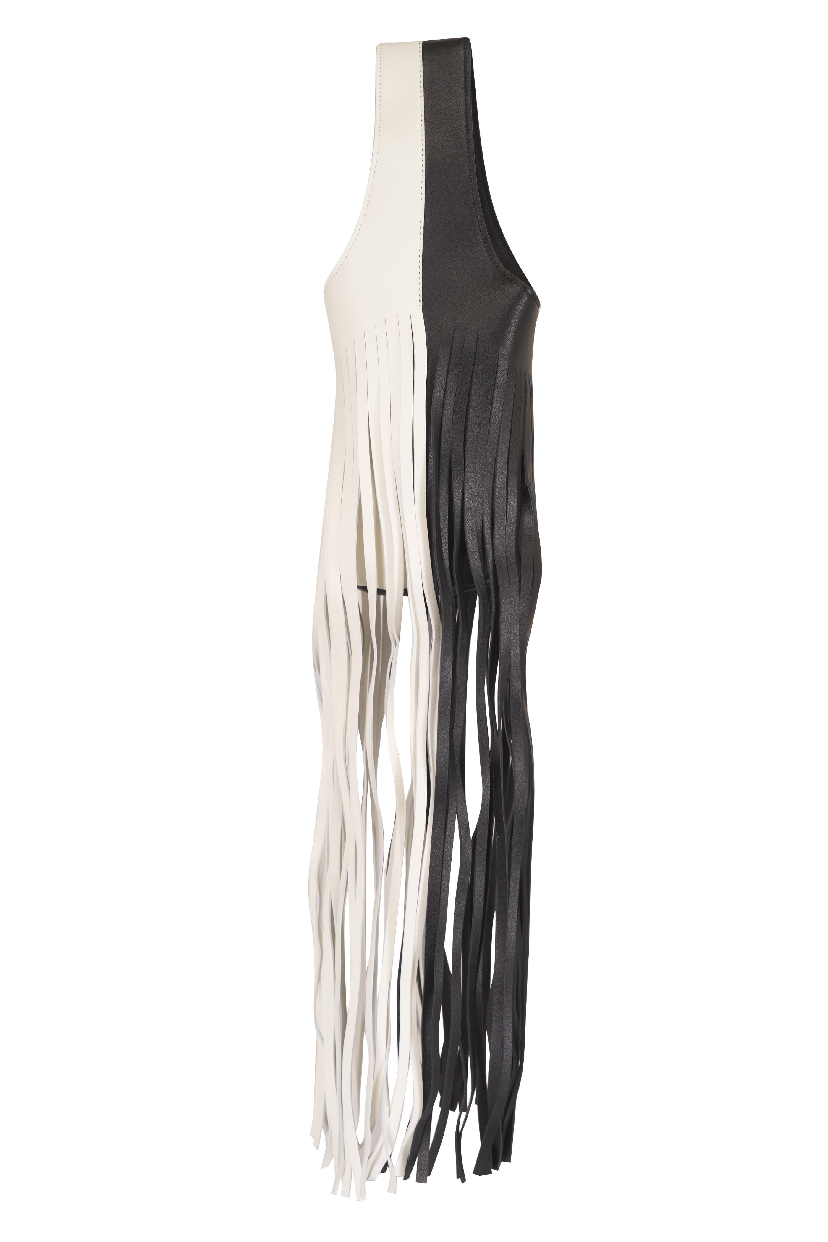 Khaite - Small Livia Black & White Fringe Leather Bag - view 4