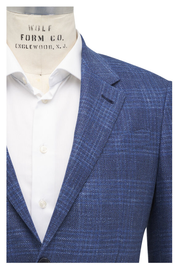 Zegna Blue Crossover Plaid Sportcoat 