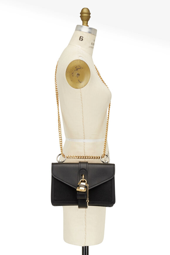 Chloé - Aby Black Padlock Small Envelope Shoulder Bag