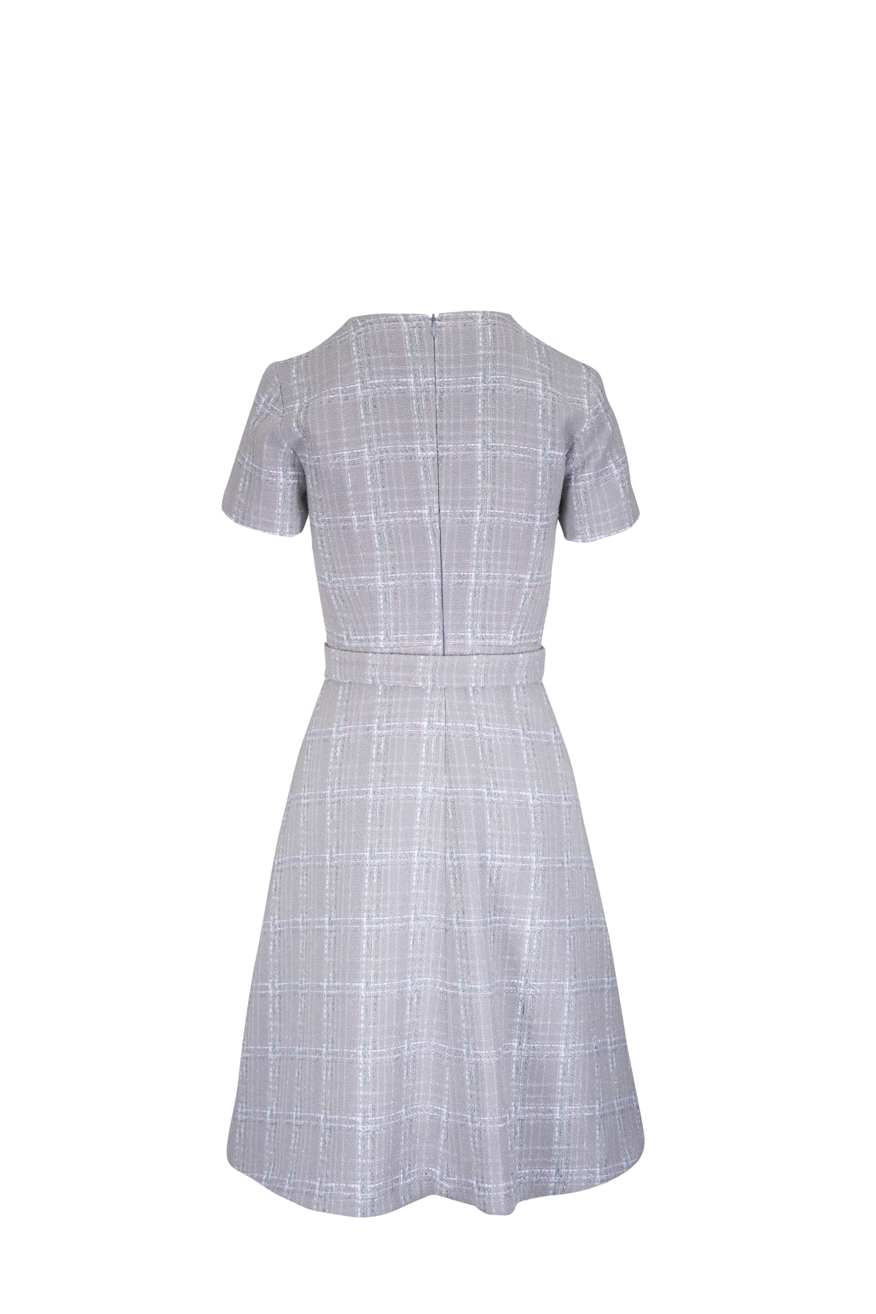 Kiton - Blue & Gray Plaid Tweed Mini Dress