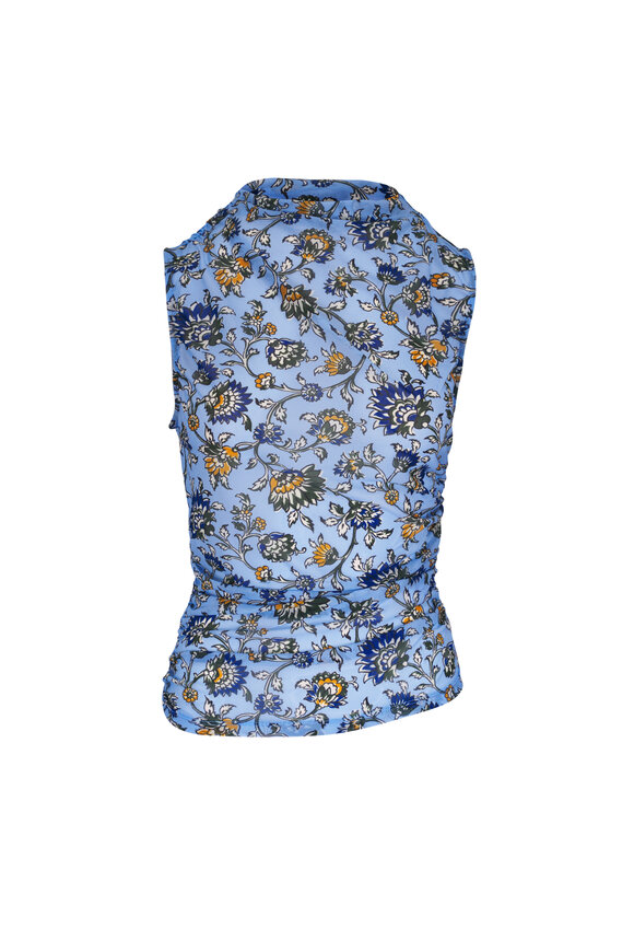 Veronica Beard Sylviani Ice Blue Multi Floral Top