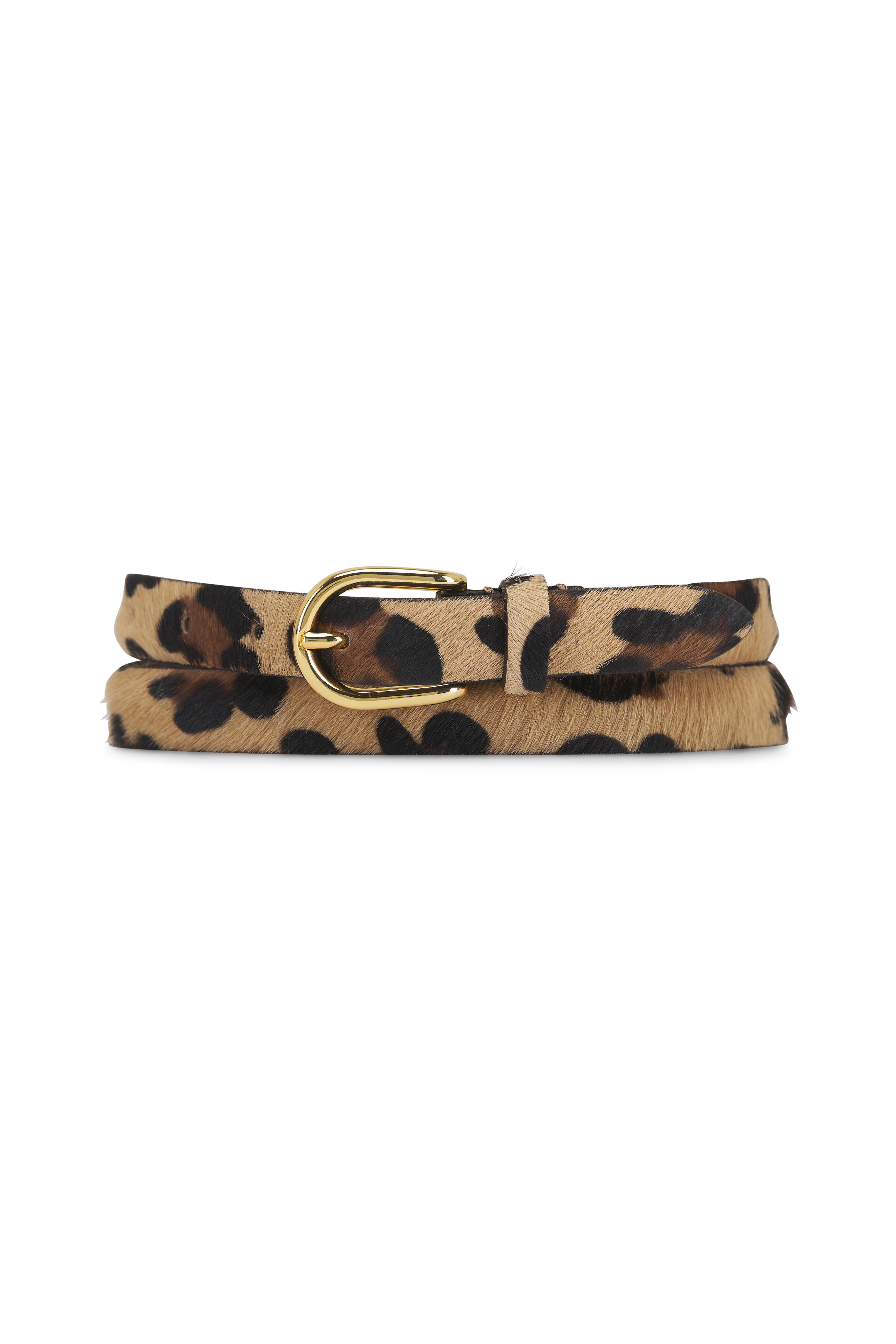Anderson's - Skinny Leopard Calf Hair Leather Belt