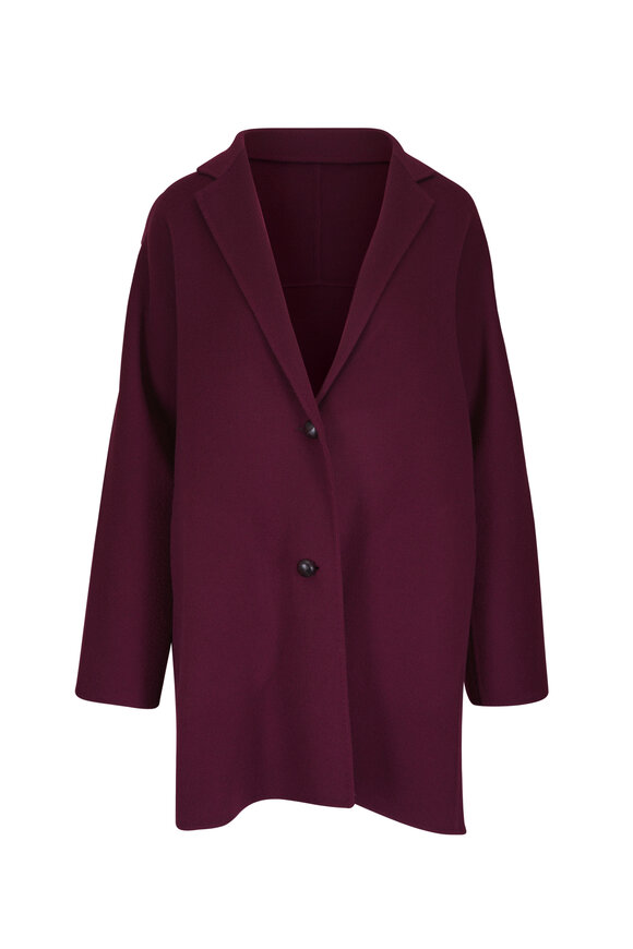 Lafayette 148 New York Aubergine Wool & Cashmere Car Coat - view 1