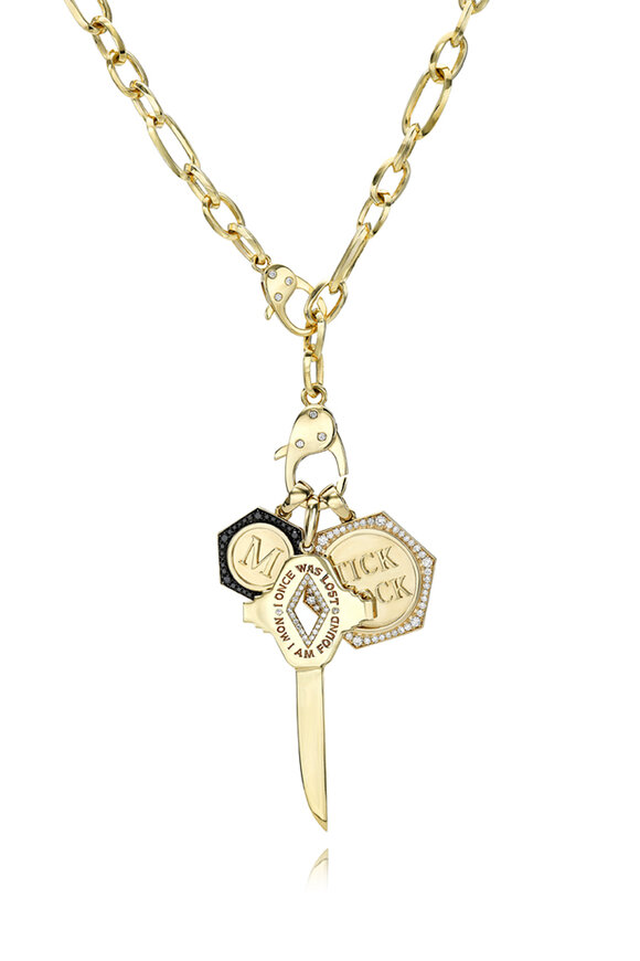Dru - Goddess Diamond Clasp Lariat Necklace 