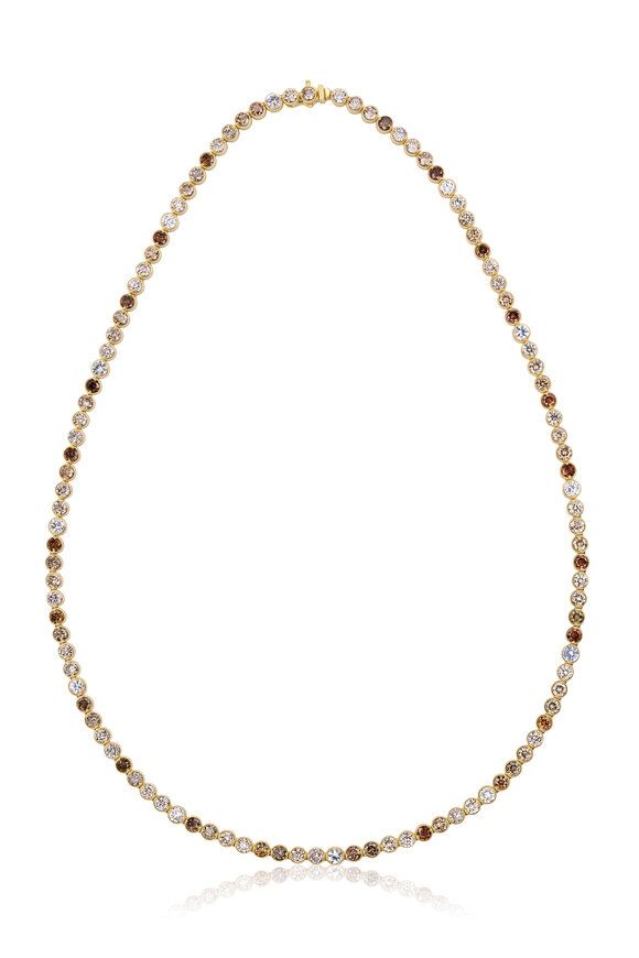 Nam Cho 18k Yellow Gold Chocolate Diamond Riviera Necklace - view 1