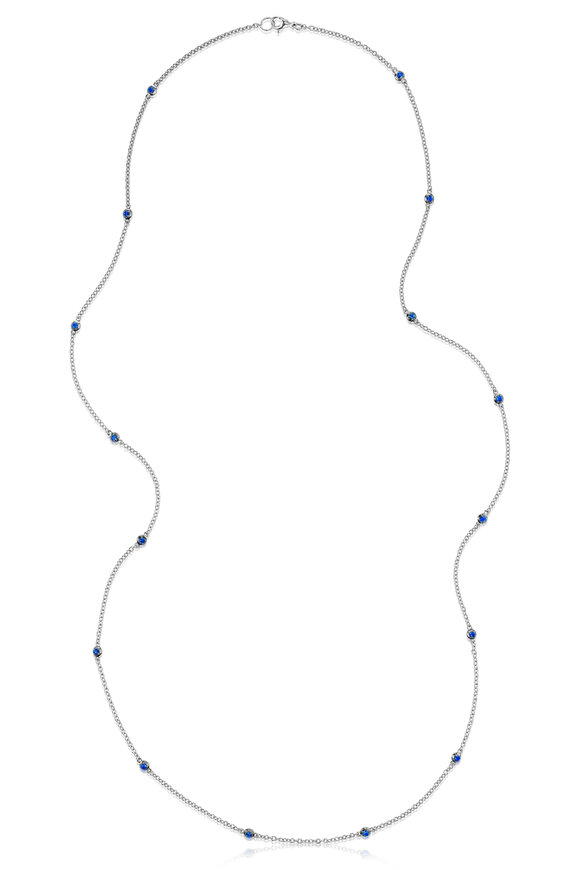 Nam Cho 18k White Gold Blue Sapphire Station  Necklace