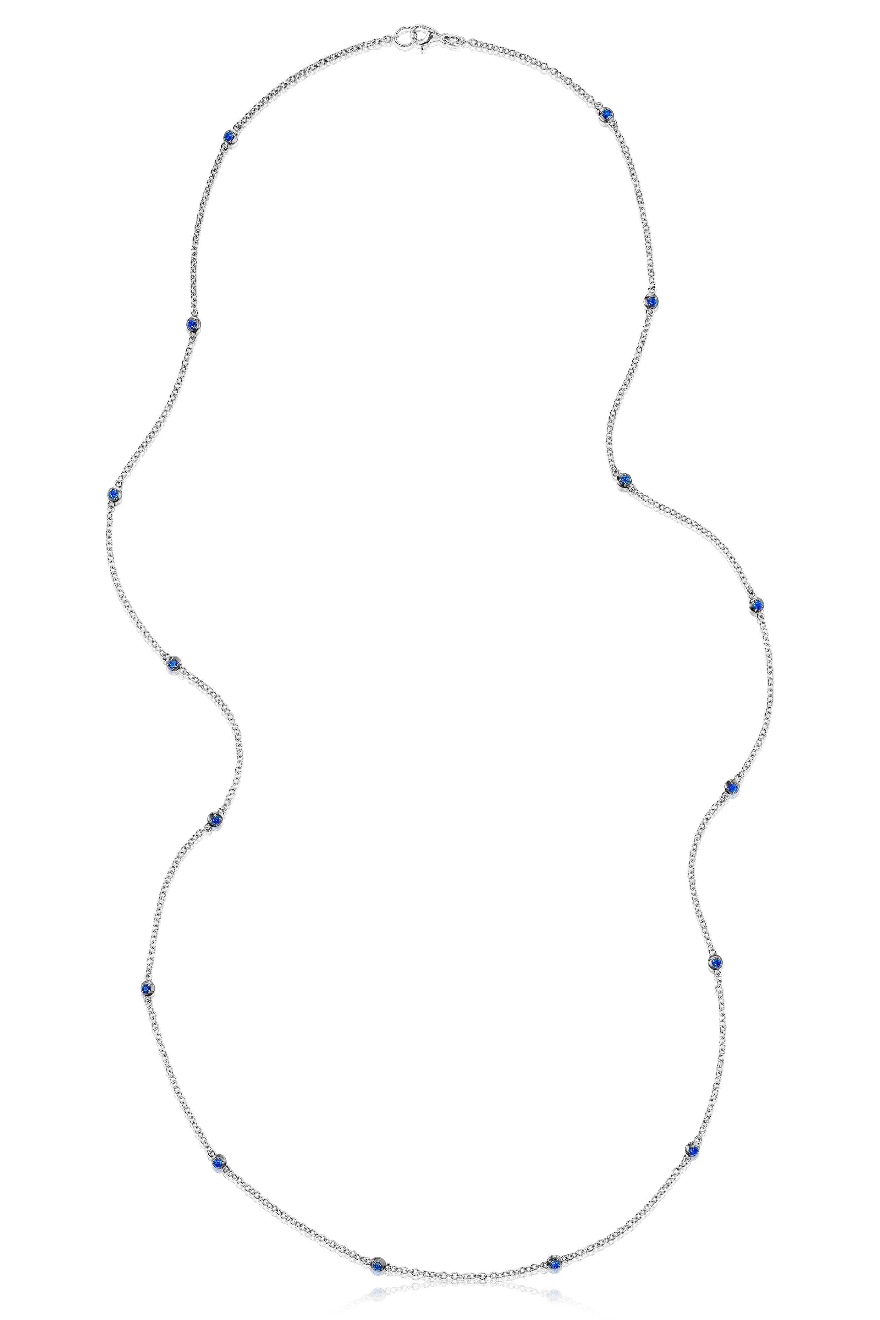 Nam Cho - 18k White Gold Blue Sapphire Station Necklace