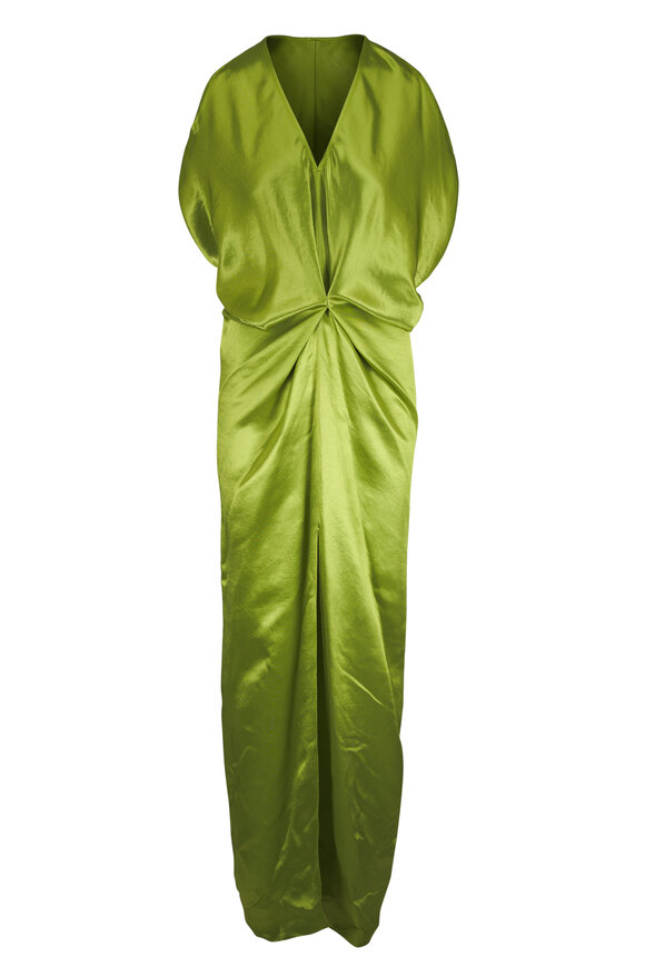Zero + Maria Cornejo Long Miu Matcha Green Shiny Draped Dress - view 1