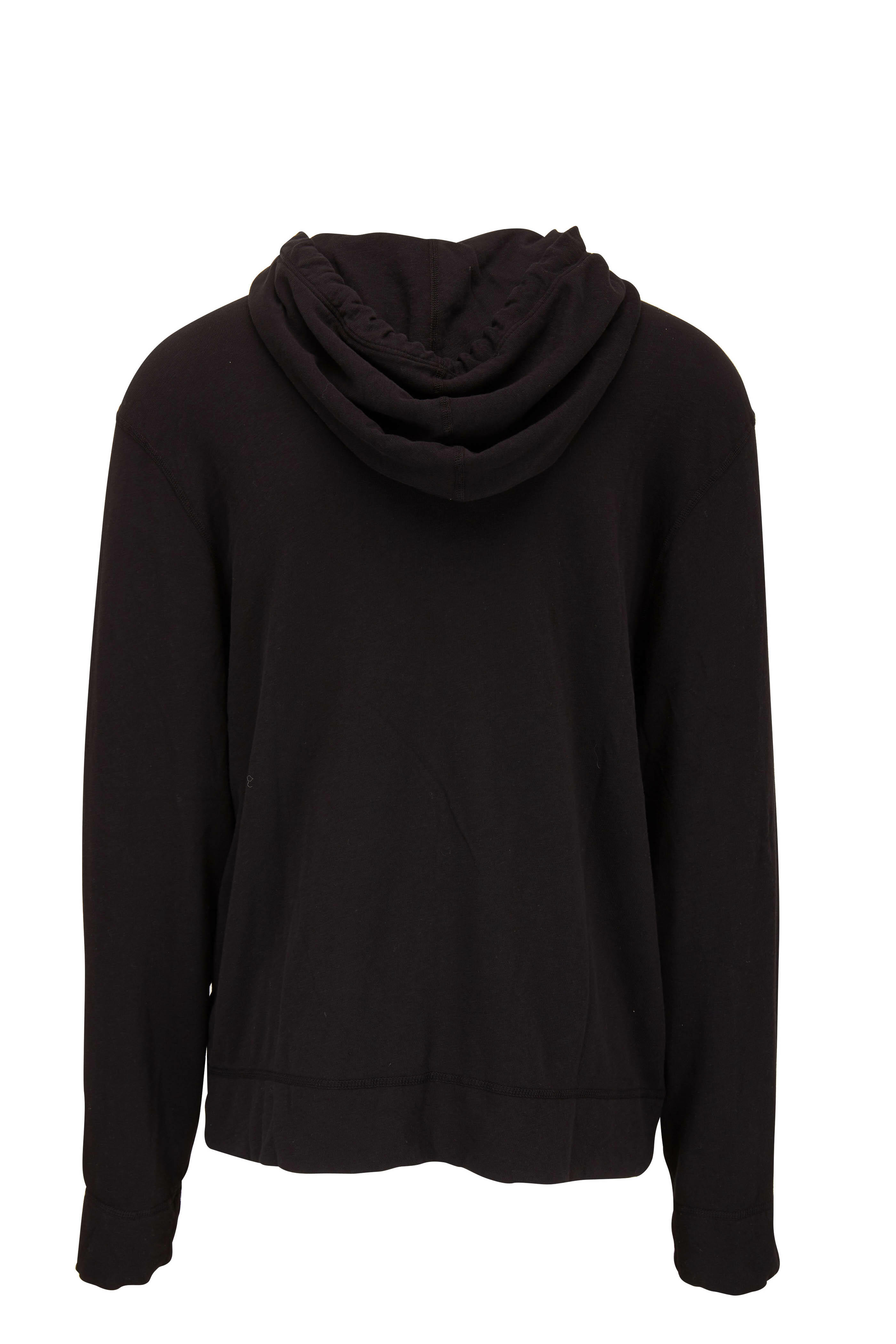 James Perse - Black Terry Front Zip Hoodie | Mitchell Stores