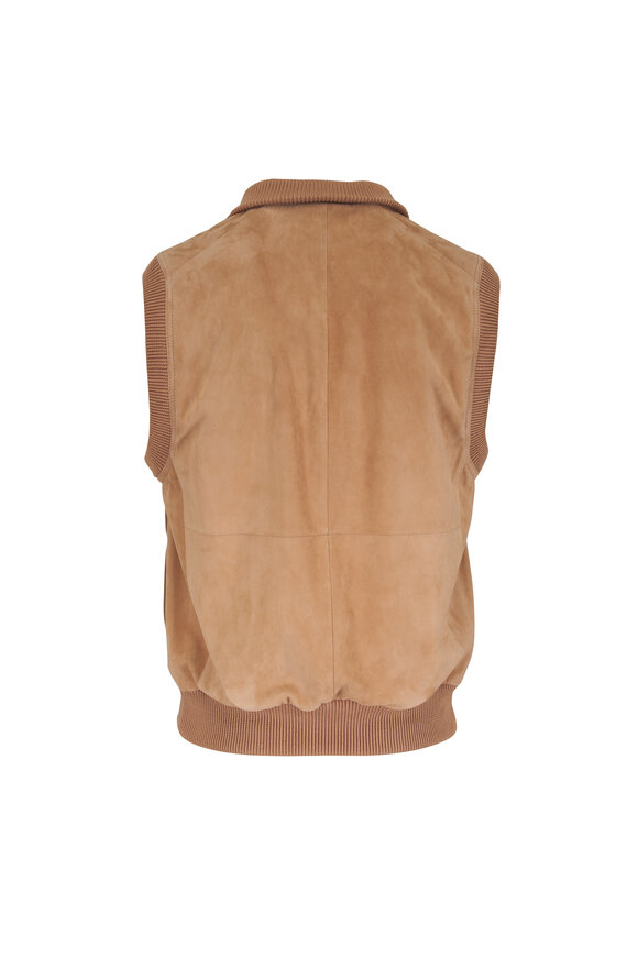 Brunello Cucinelli Camel Suede Vest - view 4