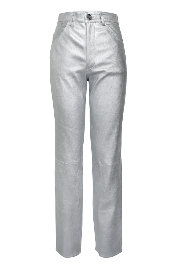 SPRWMN Metallic Silver Slim Straight Pant