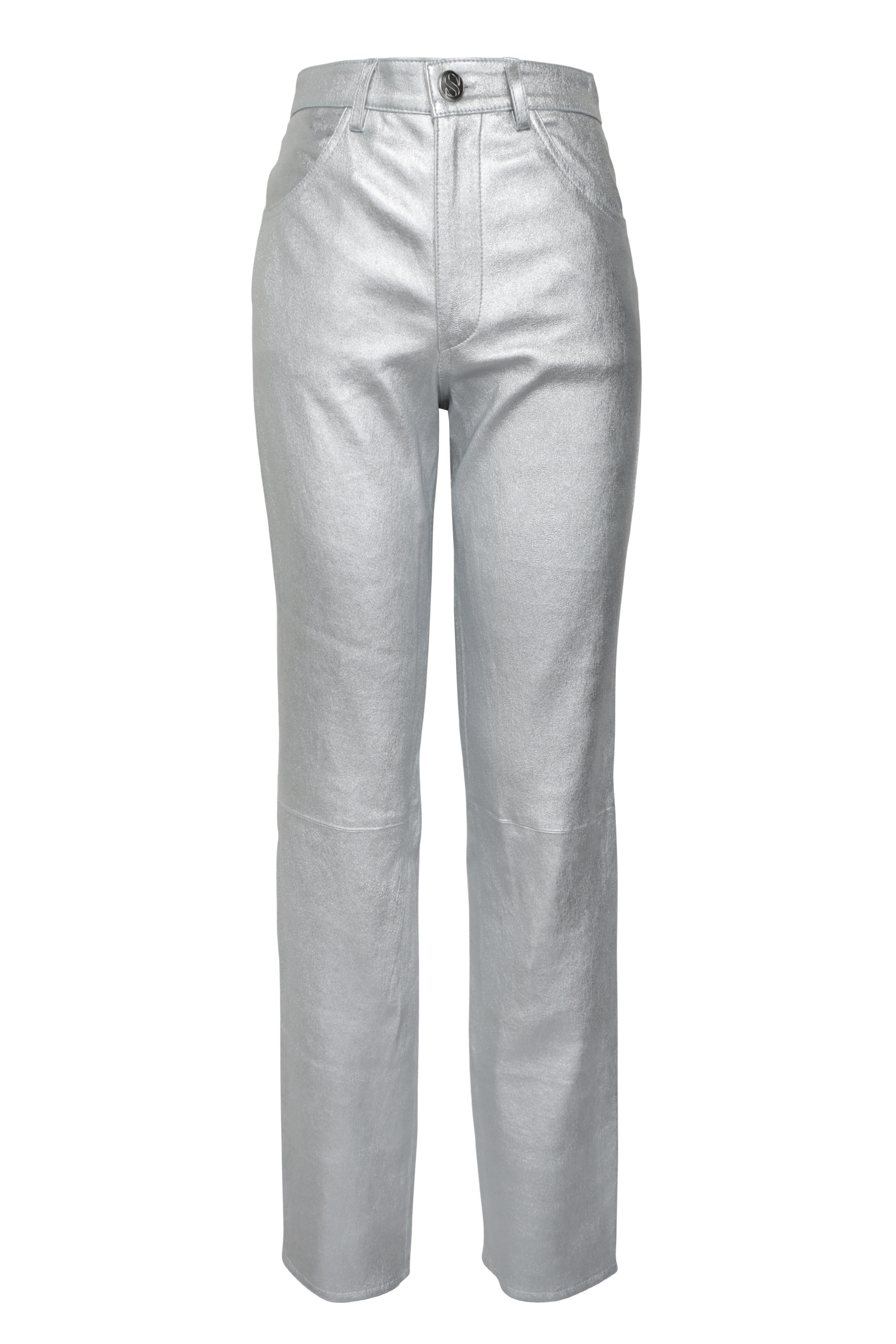 SPRWMN - Metallic Silver Slim Straight Pant