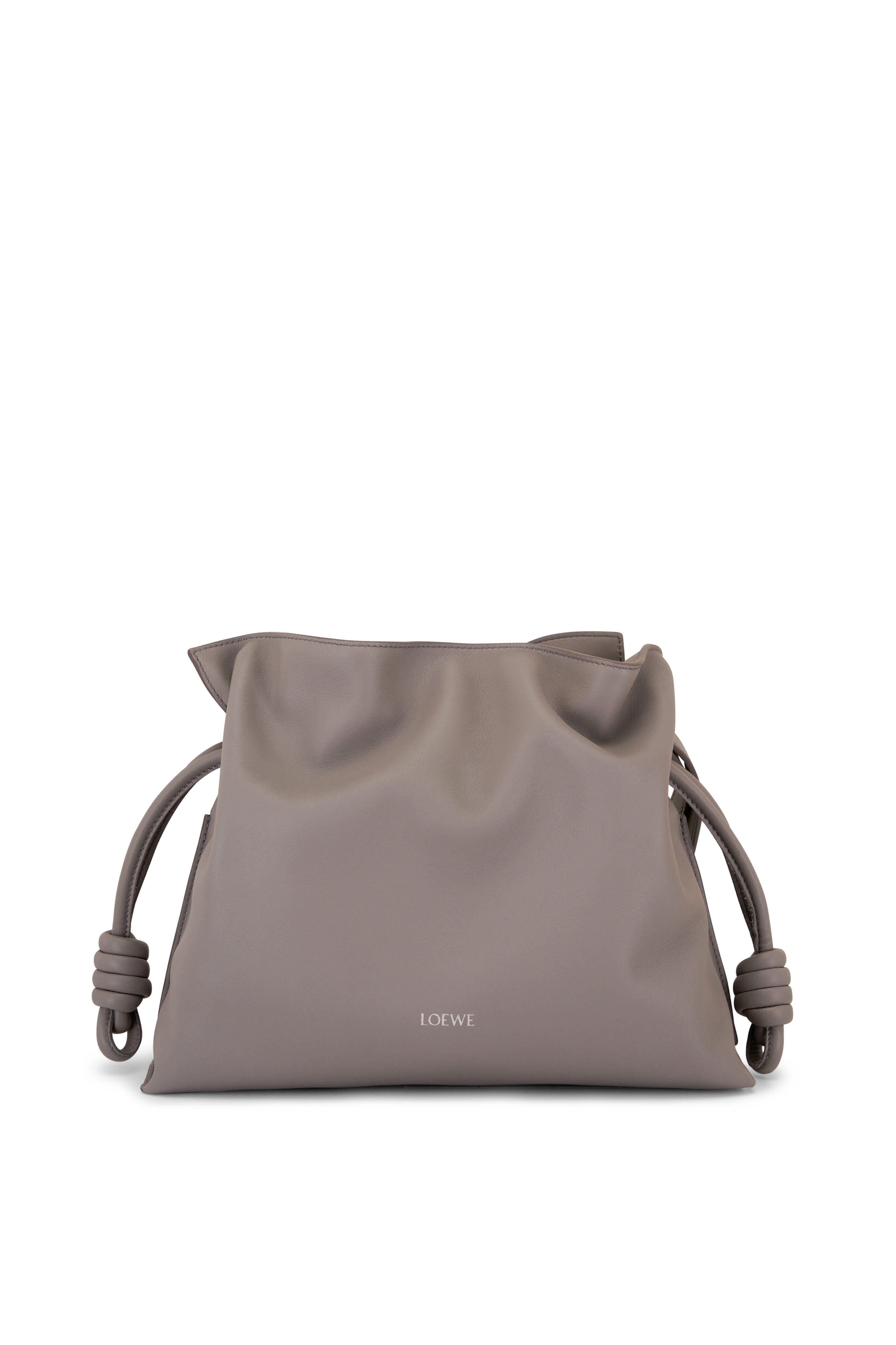 Loewe - Medium Flamenco Pearl Gray Leather Clutch