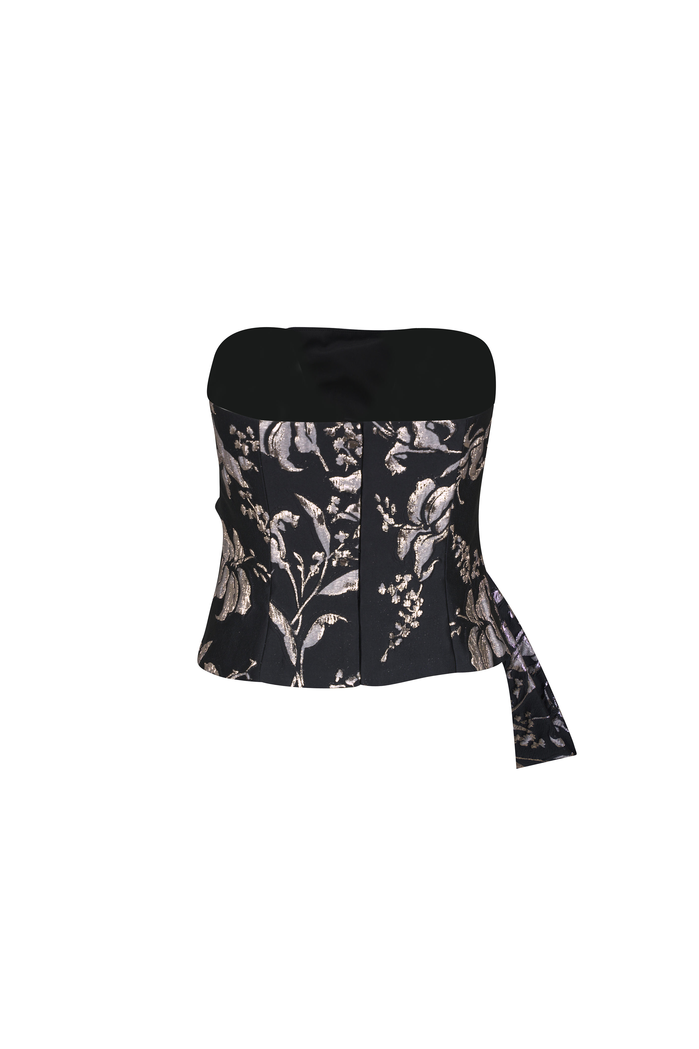 Lela Rose - Cascade Black & Silver Metallic Jacquard Top