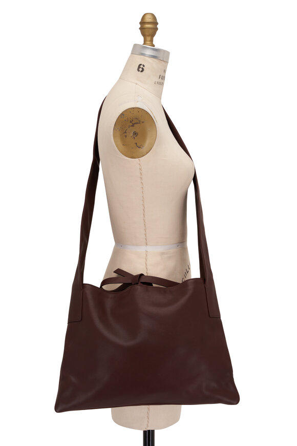 The Row - Ryder Burgundy Leather Shoulder Bag 
