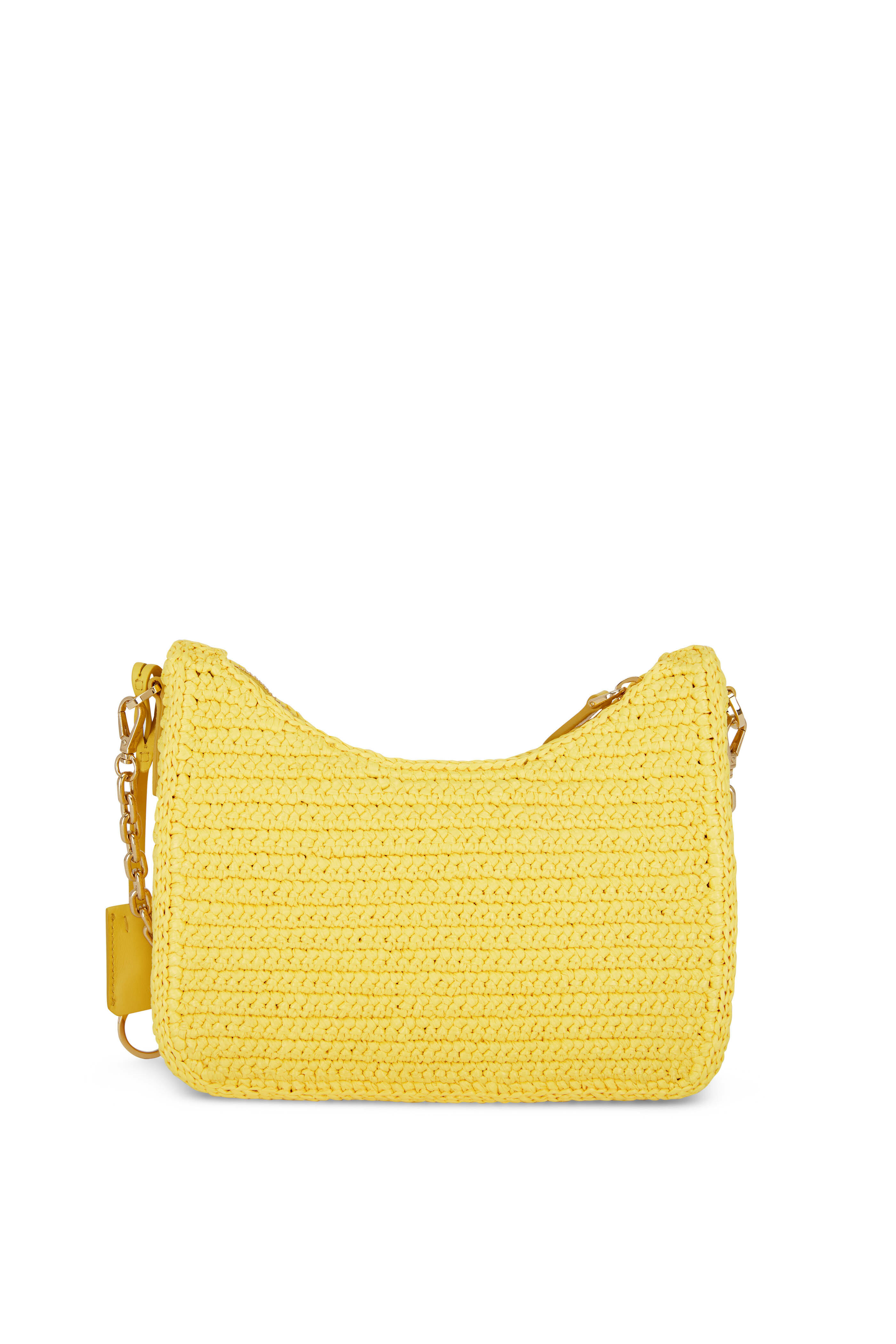 Prada - Pouch Yellow Raffia Shoulder Bag | Mitchell Stores
