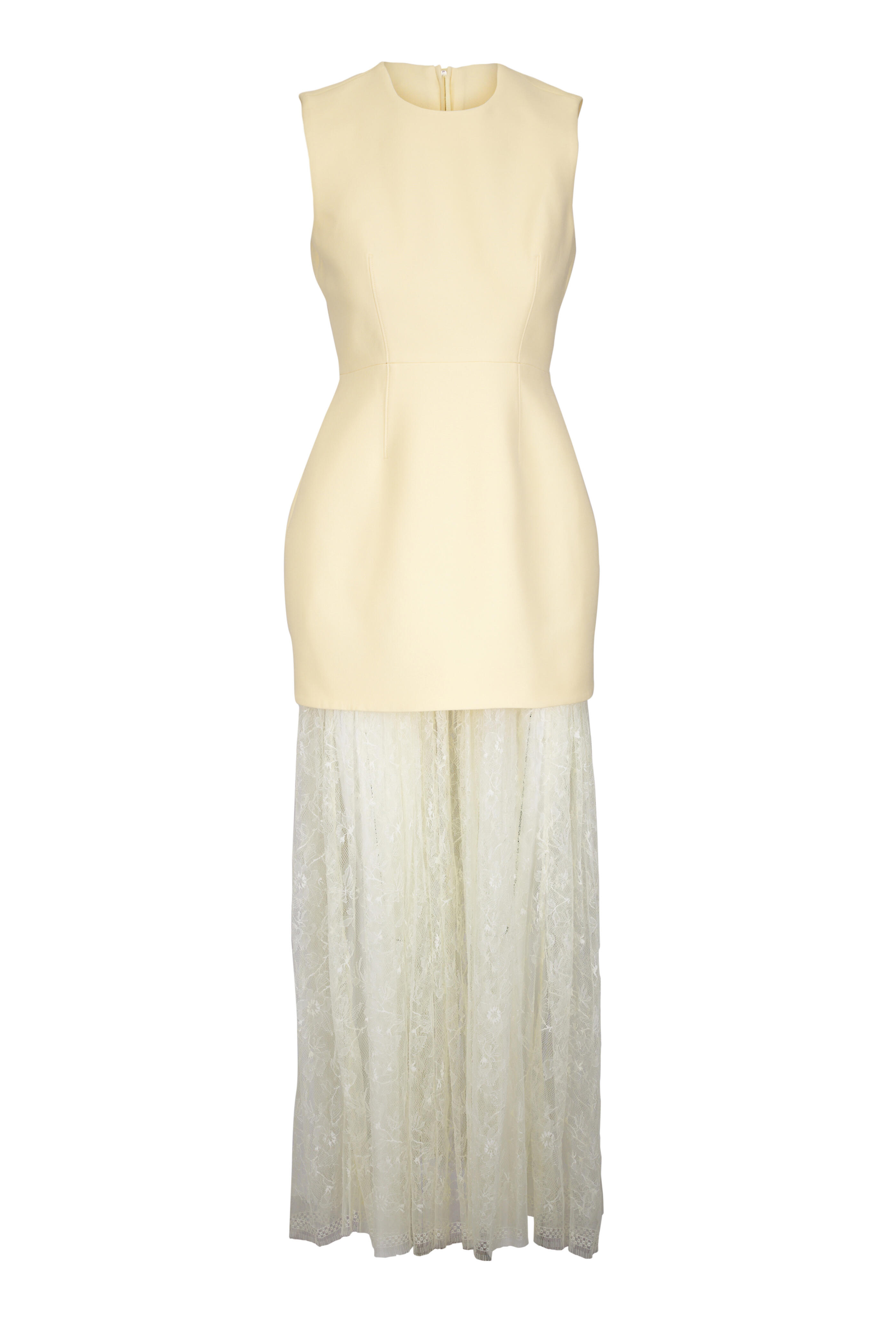 Adam Lippes - Odette Butter Yellow Wool & Silk Lace Dress