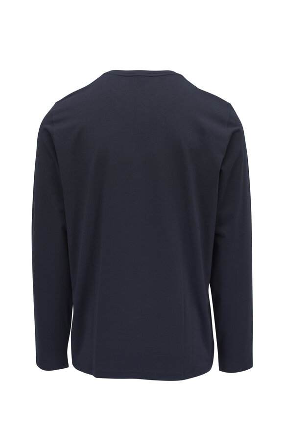 Patrick Assaraf - Navy Long Sleeve Pima Cotton Henley