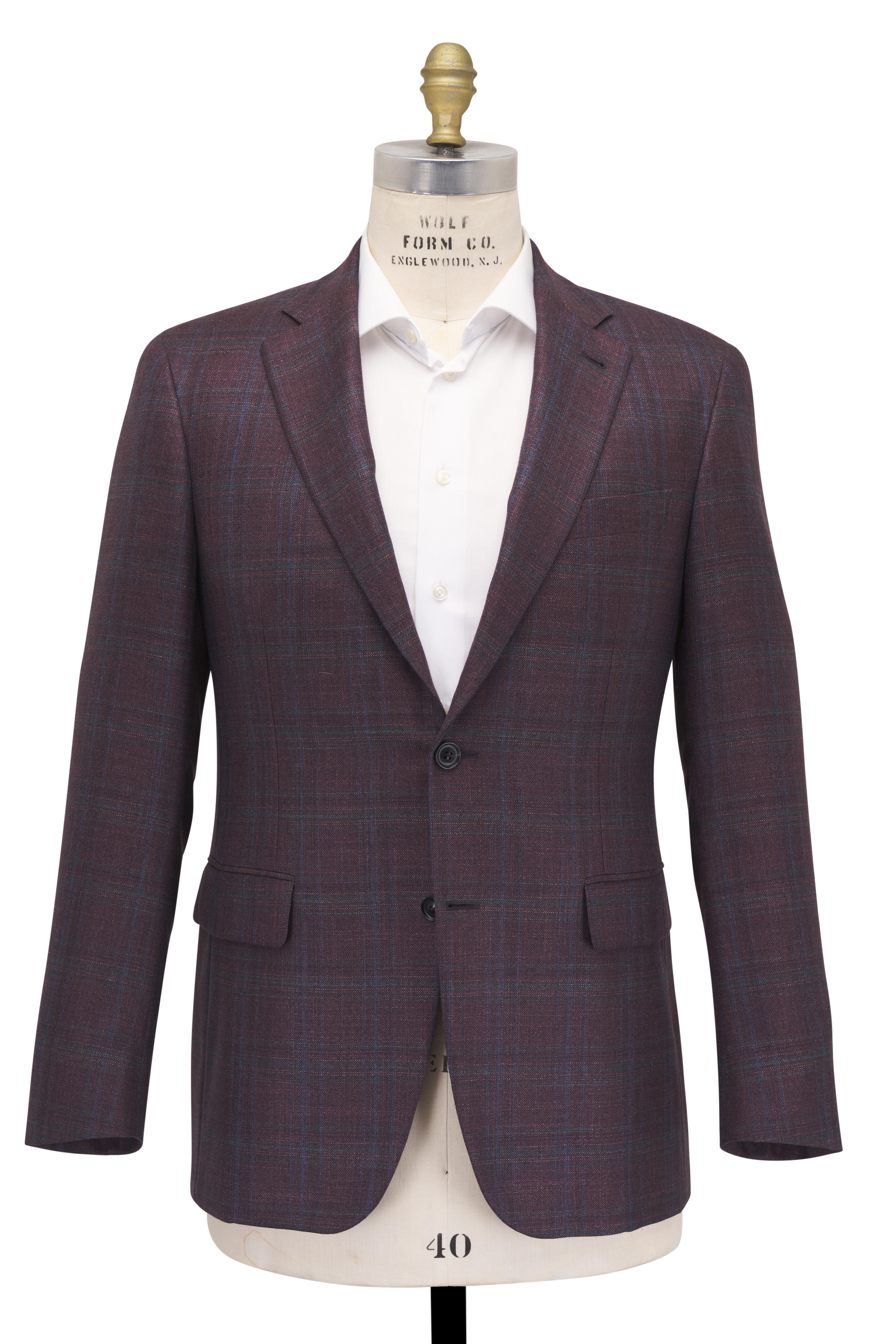 Canali - Kei Burgundy Plaid Silk & Cashmere Sportcoat