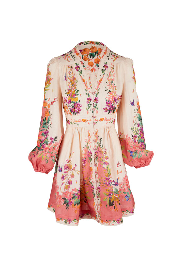 Zimmermann - Tropicana Ivory & Pink Floral Mini Dress