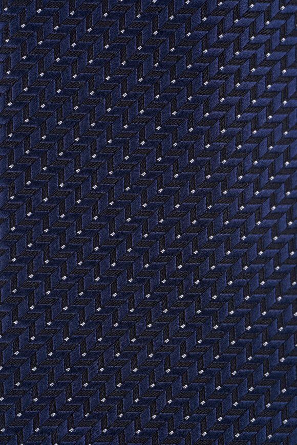 Brioni Navy Woven Silk Necktie - view 2
