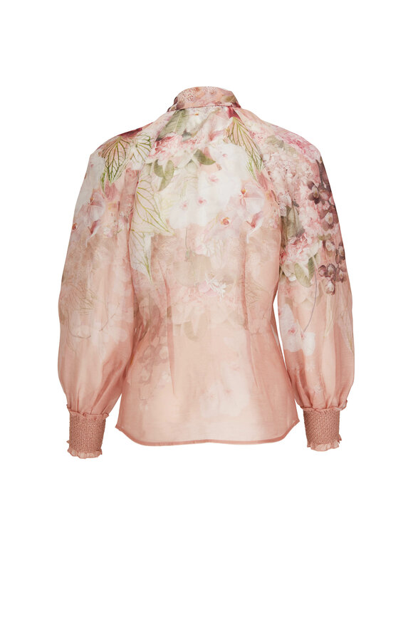 Zimmermann - Dancer Blush Floral Silk & Linen Blouse