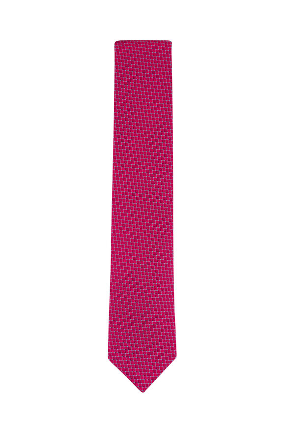Canali Red Geometric Silk Necktie - view 1