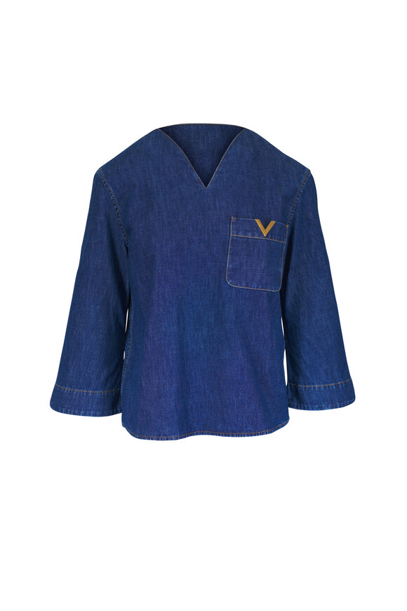 Valentino VLogo Blue Chambray Top