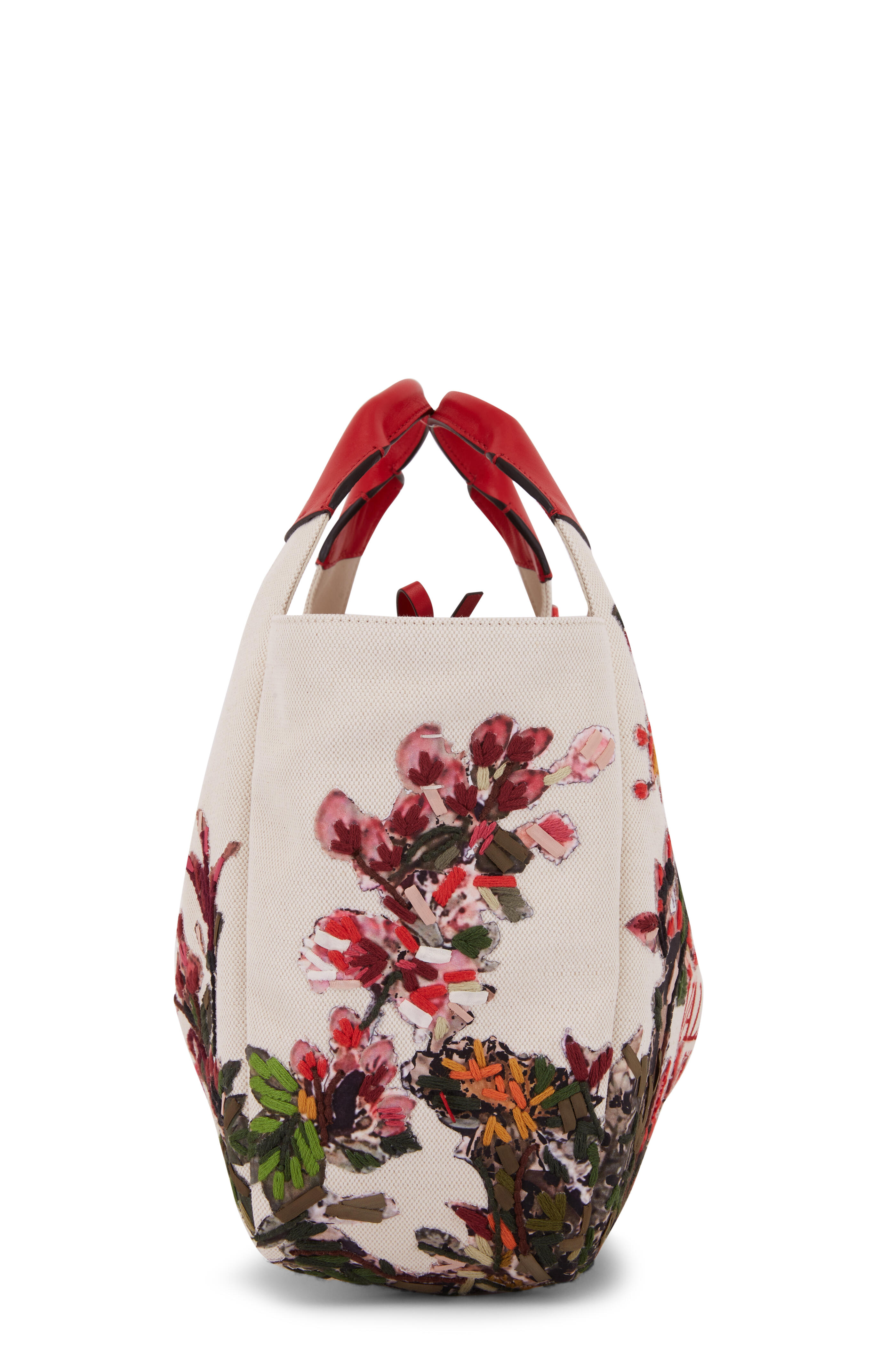 Valentino Garavani Garden Flower Rockstud Straw Tote Bag