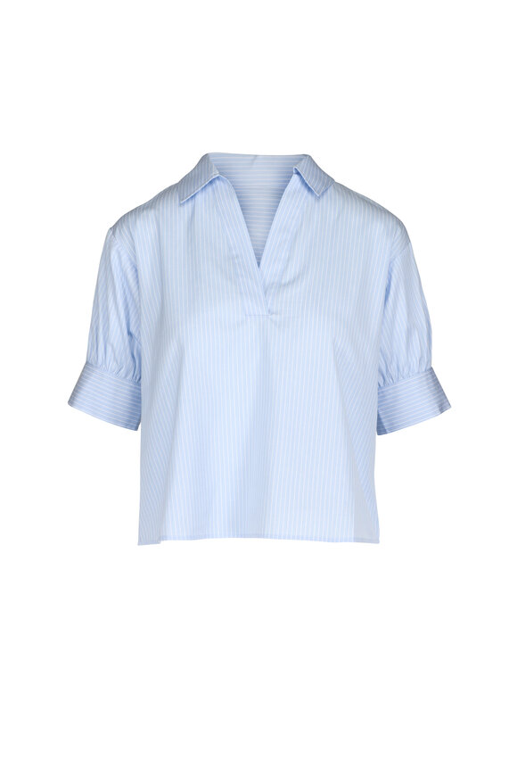 Frame Blue Striped Popover Shirt