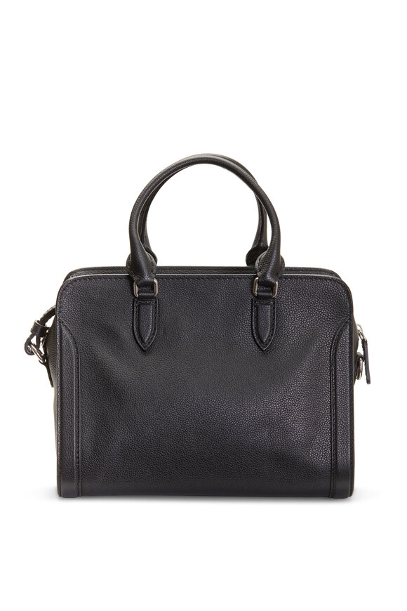 McQueen - Padlock Black Textured Leather Small Shoulder Bag