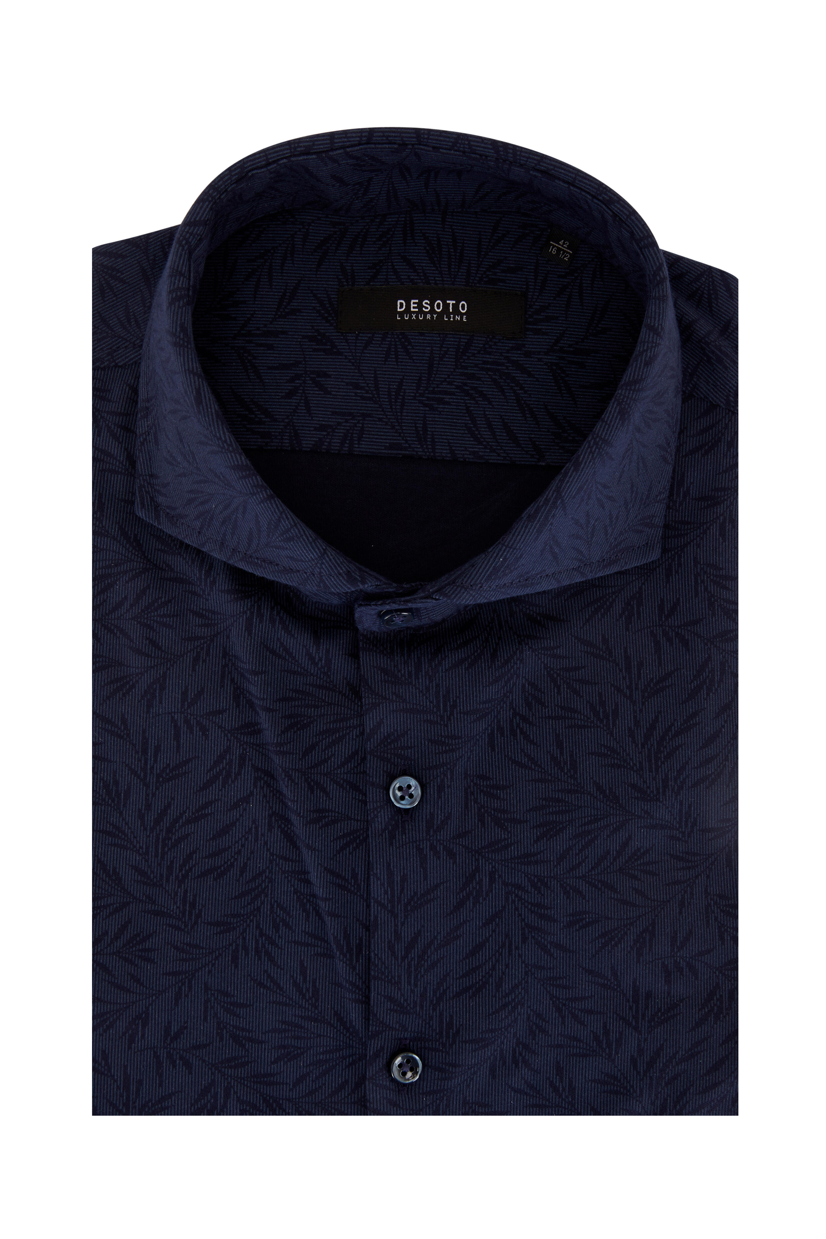 Desoto - Dark Navy Tonal Paisley Print Button Down