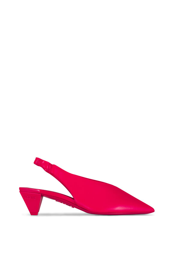 Loewe Origami Cubic Red Leather Slingback, 45mm - view 3
