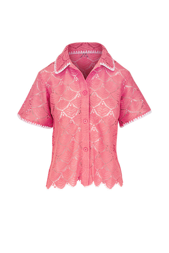 AG Kaylee Orange Spritz Scalloped Crocheted Shirt - view 1