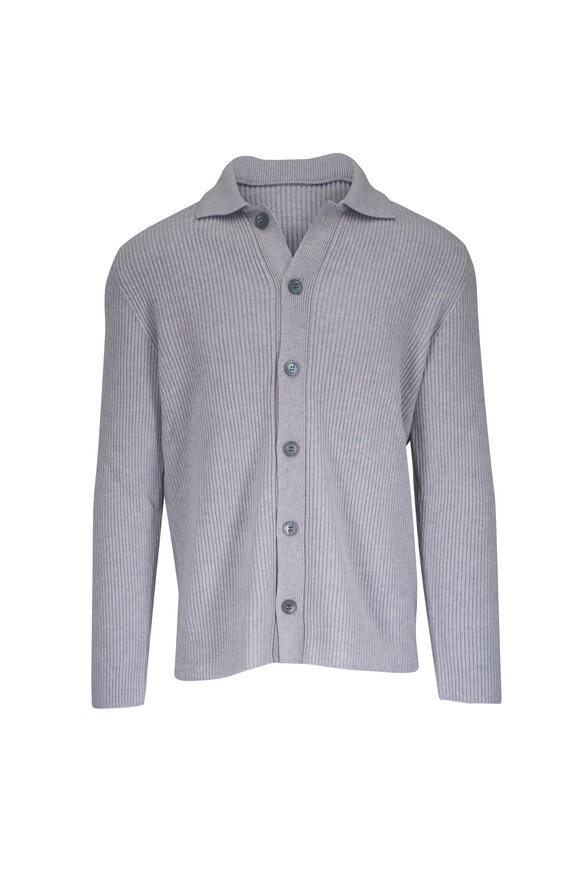 Gran Sasso Gray Cashmere Front Button Sweater