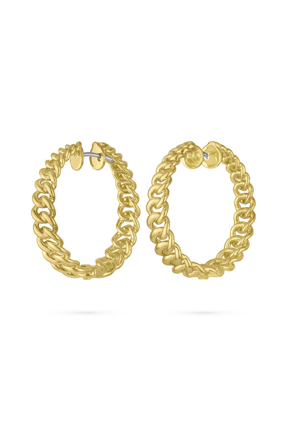 Paul Morelli 18k Yellow Gold Cuban Chain Hoop - view 1
