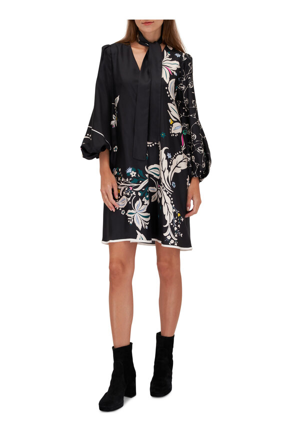 Dorothee Schumacher - Black Flower Whirl Silk Dress 