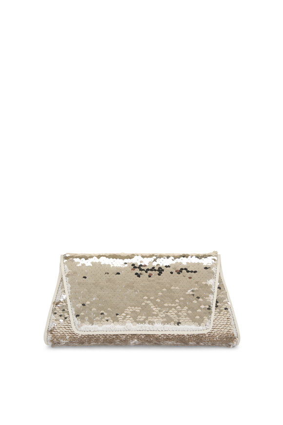 Akris - Mini Anouk White & Silver Paillette Clutch