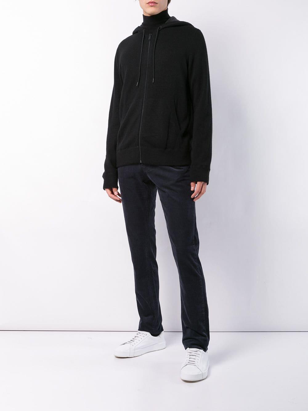 Vince - Black Cashmere Hooded Front Zip Hoodie