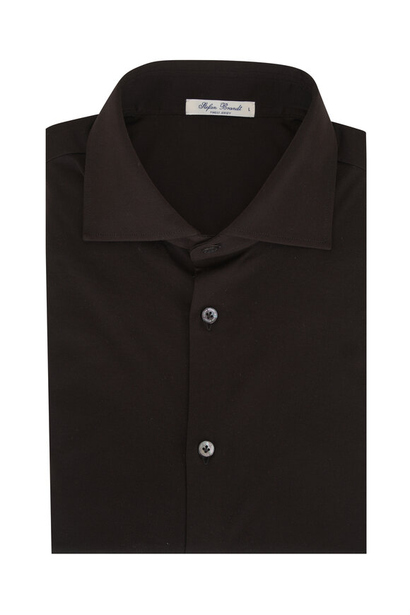 Stefan Brandt Ostin S Comfort Chocolate Jersey Knit Sport Shirt
